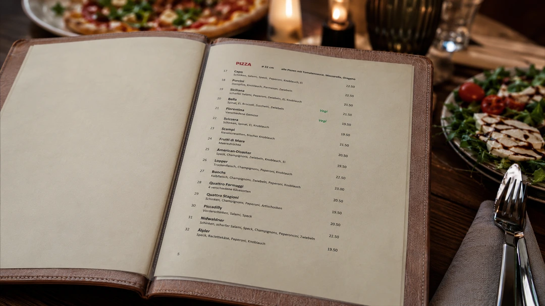 Pizza und Pasta auf der Speisekarte
